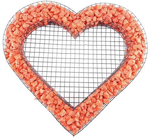 Gartenwelt Riegelsberger Griglia a forma di cuore con pietre colorate arancione per decorazione tombale a forma di cuore, decorazione per tomba, decorazione funeraria