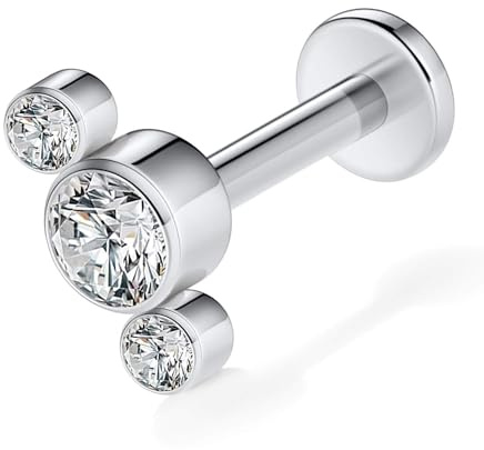 hengkaixuan 16G CZ Cartilage Tragus Earrings G23 Titanium Studs Earrings Women Girls Conch Helix Tragus Piercing (C-6mm)