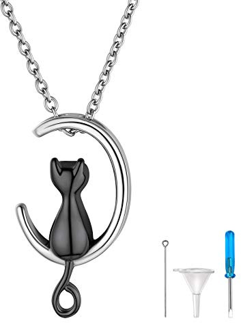 FindChic Memorial Urne Kette mit Katze Anhänger für Asche/Öl/Kleine Papier Memorial Gedenk Schmuck für Geburtstag Valentinstag Weihnachten