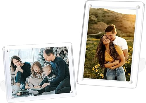 ECOSEAO 6x8 Minimalist Picture Frame Acrylic Glass Photo Frame with Desktop Display Horizontally or Vertically