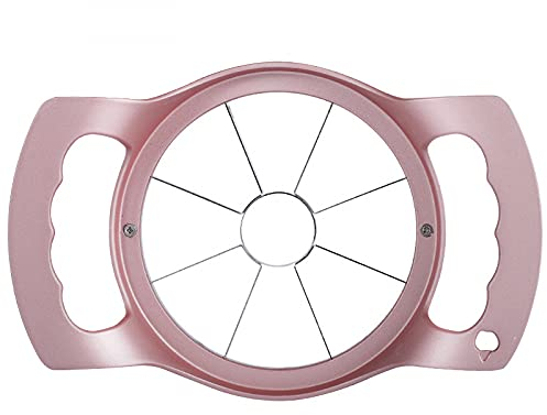 Siqi Affettatrice per Mele Versione Aggiornata a 12 Lame Extra Large per Mele, Taglierina per Mele in Acciaio Inossidabile Ultra-Tagliente, Divisore Per Mele Fino a 4 Pollici Oro Rosa