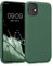 kwmobile Hülle kompatibel mit Apple iPhone 11 Hülle - gummierte TPU Silikon Handyhülle - Schutzhülle für kabelloses Laden - Case in Dunkelgrün