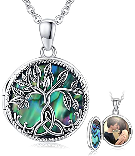 Aniu Medaillon Zum öffnen für Bilder, Lebensbaum Medaillon Kette 925 Sterling Silber Anhänger, Amulett zum öffnen für Bilder Foto Amulett Halskette Valentinstag Damen/Mädchen/Paar Pärchen