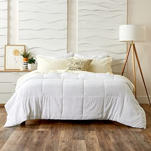 Cosy House Collection Luxury Bamboo Down Alternative Duvet - 13.5 TOG All-Season - Plush Polyester Fill - Machine Washable Comforter - Single, White
