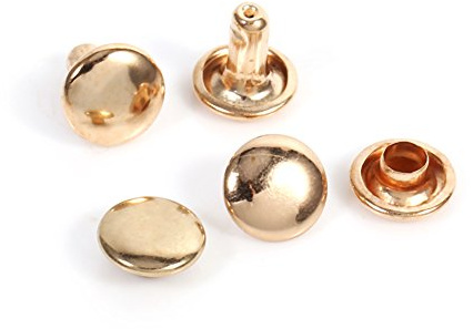 100 Sets Ledernieten Doppelkappen-Nieten, Röhrenförmige Metallnieten, 8 * 8mm Leder Handwerk Reparaturen Nieten Studs, Lederhandwerksnieten für DIY Kleidung Schuhe Taschen Gürtel Dekoration(Gold)