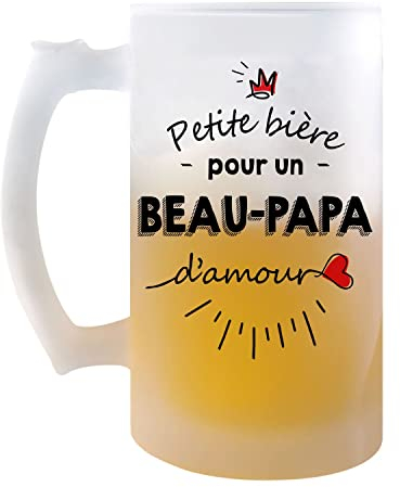 Planetee Chope de bière Petite Pinte d’un Beau-Papa d’Amour | Idée cadeau originale et humoristique pour fête des pères, famille, papa ou beau-père amateur de bière