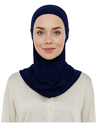Premium stretchig kvinnor flickor ninja hijab under scarf keps turban ben hätta islamisk nackskydd muslimsk, marinblå, en storlek