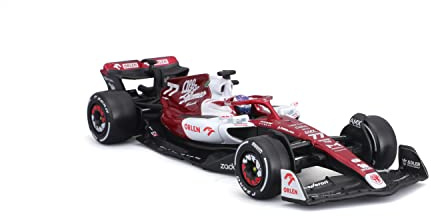 Bburago Alfa Romeo F1 Team Orlen C42 (2022): Modellauto im Maßstab 1:43, #77 Valtteri Bottas, mit Fahrer, Hardcase, rot-weiß (18-38068B)