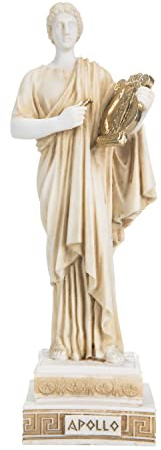 BeautifulGreekStatues Apollo God of Music Poesie Kunst Goldton Alabaster Statue Skulptur 24,8 cm