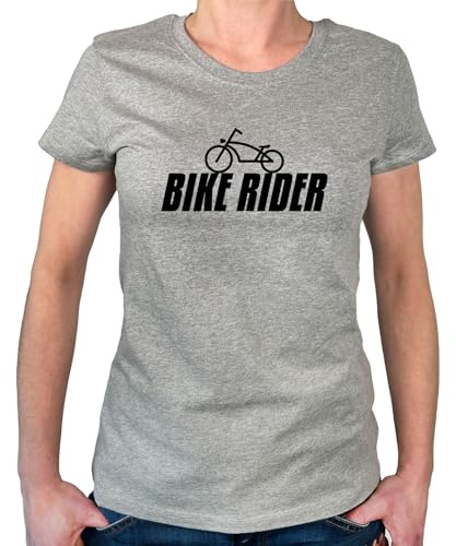 Huuraa Damen T-Shirt Bike Rider Fahrrad S Sport Grey Bio Baumwolle Fairtrade Damenshirt Geschenkidee
