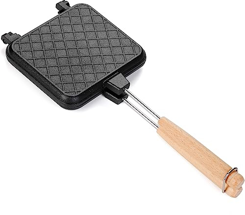 Pumtus Hot Sandwich Maker, Non-Stick Grill Paninis Pan with Handle, Sandwich Toaster for Stove and Camping, Aluminum Flip Pan for Toast, Waffles, Breakfast