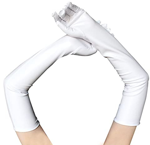 Achsoo Damen Lange Handschuhe Satin Classic Opera Fest Party Hochzeit Braut Handschuhe Elastisch ca. 53cm/21in lang