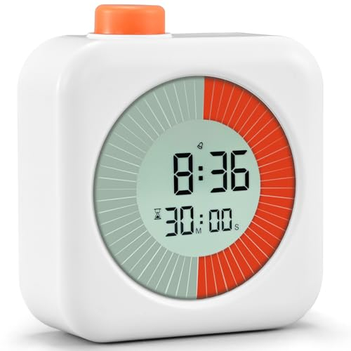 EooCoo Timer Cucina Digitale Visivo 60 Minuti Conto Alla Rovescia Bambini, Può sostituire la clessidra, Sveglia, Orologio Elettronico da Tavolo, Tempistica, per Studio, Cucinare, Toilet - Bianco
