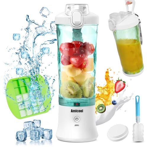 Mini Frullatore Portatile Elettrico, 270W 600ml Mixer Cucina 6 Lame Inox, USB Frullatore Piccolo Tritatutto da Cucina, Frullatore Smoothie Maker Estrattore Frutta Verdura Sbattitore Elettrico