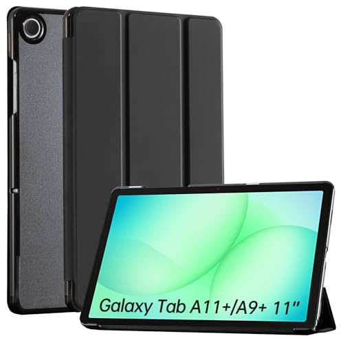 CoBak Case for Samsung Galaxy Tab A11+ Plus 11 2025/A9+ Plus 2023, Black | PU Leather, with Auto Sleep/Wake, Translucent Hard Shell, Multi-Viewing Angles
