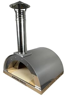 Forno Pizza a Legna Da Esterno - Cottura Diretta In Acciaio Inox e Mattoni Refrattari, Alfonso 2 Pizze Full Optional Inox, con Pirometro 500 Gradi e Porta Fuoco - Forno Pizza Da Giardino, Cuoci Pane