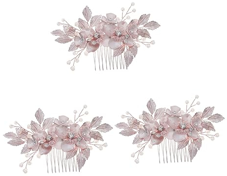 minkissy 3 Stücke Braut Kopfschmuck Hochzeit Haar Kamm Strass Zubehör Komfortable Clip Haarteil