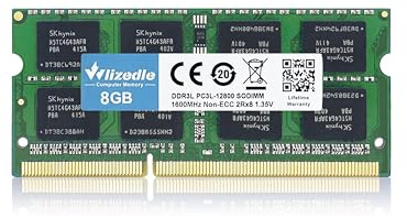 Wlizedle 8GB DDR3/DDR3L Laptop Memória RAM 1600MHz CL11 SODIMM Computador Módulo de Memória PC3-12800 /PC3L-12800 204-Pin 1.35V/1.5V Notebook Memory para Ordenadores portátiles, Verde