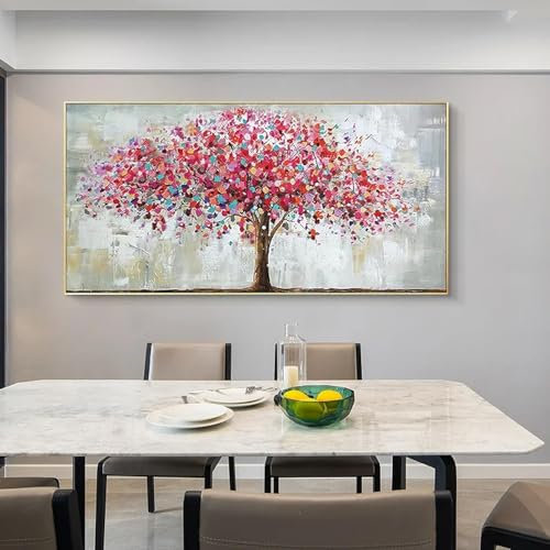 GEMMII Albero della vita Quadro Su Tela Pronta Per Essere Appesa, Dipinti da parete su stampe su tela Decorativos Immagine su tela per la decorazione del soggiorno con cornice dorata Quadro 30x60 cm