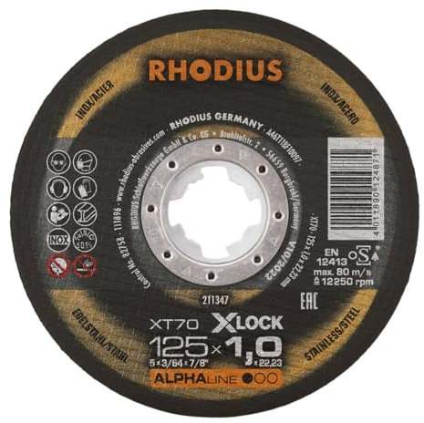 RHODIUS ALPHAline XT70 X-LOCK Extradünne Trennscheibe 115 x 1,0 x 22,23 mm 25 Stk
