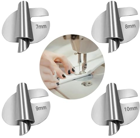 KUAKE 4 Stück Sewing Rolled Foot Set, 7/8/9/10mm Rolled Saum Presser Fuß, Nähfuße für Rollsäumer, Nähmaschine Rollsaum Nähfuß Fit für Nähmaschinen, Bekleidungsgeschäfte