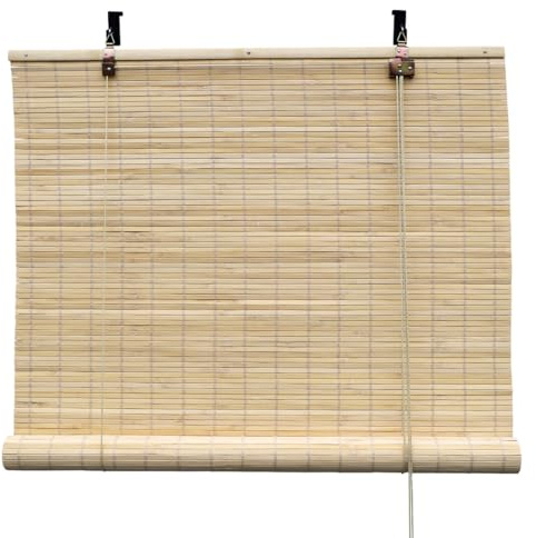 BambusChef® Bambusrollo Fedde 150 x 220 cm Natur - Sichtschutz Rollo für Fenster und Türen, Raffrollo Bambus inkl Montagematerial, Nachhaltiges Holzrollo aus Bambus