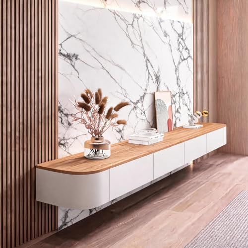 XDXINY TV-Hängeschrank aus Massivholz, für Wohnzimmer, Zuhause, Couchtisch, TV-Ständer, 140, 160, 180, 200, 220, 240 cm, mehrere Größen (weiß/braun, 180 x 20 x 24 cm)