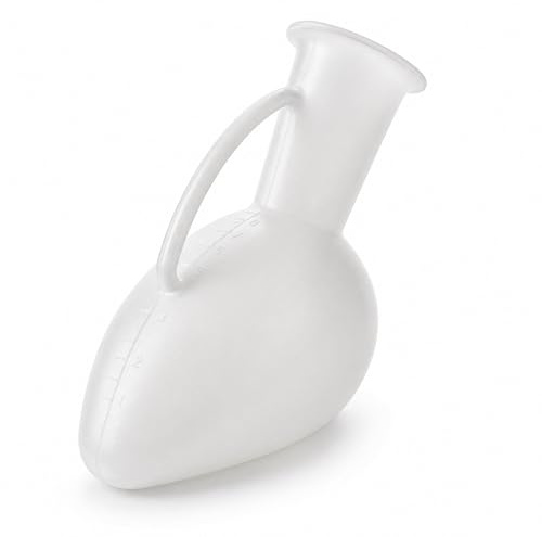 Orinal Hombre Adulto con Asa 1 Litro | Botella Orinal Masculina Portátil | Cuña Orinal para Cama y Personas Encamadas | Urinario Masculino Reutilizable | Orinal Hospitalario Fácil Limpieza