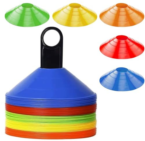 HBWHNIU Markierungshütchen, Fussball Hütchen für Fußball Training, mit Schwarzer Ständer, Fußball Zubehör, Sport Hütchen für Hockey, Eislaufen, Handball, Koordinationstraining (20)