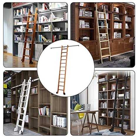 CuNtoHHH Bibliothek mit Rollleiter-Hardware, Schiebeleiter-Hardware-Kit, 3,3 bis 20 Fuß runde Schiene, mit Bodenrollen (ohne Leiter), Mobile Leiterschiene für Zuhause/drinnen/auf dem Dachboden (Größe