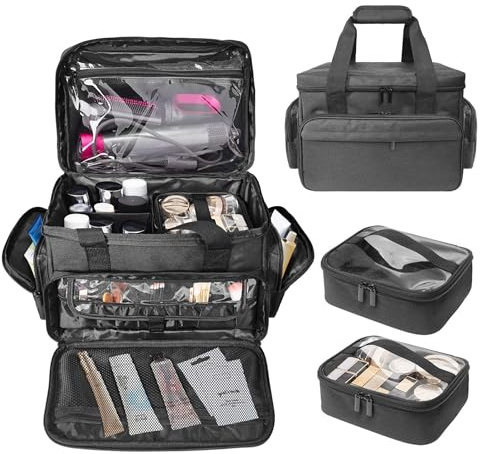 Horsande Kosmetik Organizer Tasche, Make-up Taschen & Etuis, Reise Kulturtasche, Kosmetikkoffer Damen, Kosmetiktasche Groß, Schwarz