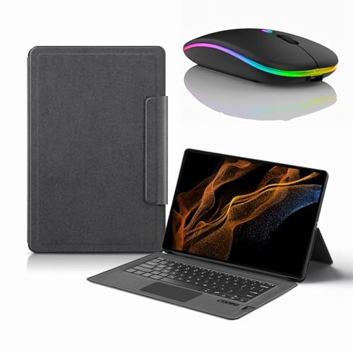 JZCZMCE Funda con Teclado para Samsung Galaxy Tab S8 Ultra 14.6'' 2022 (SM-X900/X906), Contiene Ñ, Teclado Inalámbrico con Trackpad, Funda Folio Delgada con Ratón Bluetooth