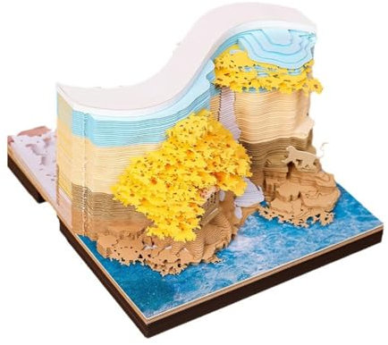 Calendario Time Piece, Calendario 3D 2025, Blocco note 3D creativo, Calendario 2025 a strappo, Cuscinetti artistici for casa sull'albero su due lati con luci a LED, Calendario artistico 3D creativo In