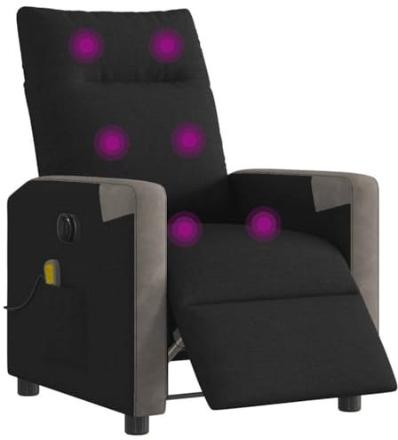 vidaXL Elektrisk massagefåtölj med uppresningshjälp svart tyg, fåtölj, fåtölj med uppresningshjälp, reclinerstol, fåtöljer