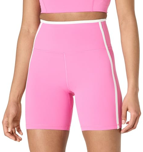 Amazon Essentials Women's Active FormFlex Buttery Soft High-Waist Cycling Shorts, Flamingo Pink/White, XS