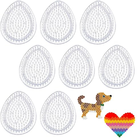 8 Stück Bügelperlen Platten,Bügelperlen Steckplatten Transparent Eiform,Bügelperlen Schablonen,9×7cm Bügelperlen Formen,Steckplatte für Bügelperlen,Vorlagen für Perlen zum Basteln für DIY Projekte