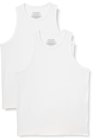 Amazon Essentials Men's Super-Soft Lightweight Modal Sleeveless Vest, Pack of 2, White, M