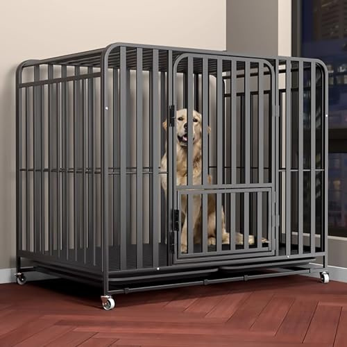 Hundekäfige für mittelgroße große Hunde, unzerstörbare große Hundehütte im Innenbereich, volle Vierkantrohrverstärkung, stark und stabil