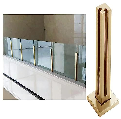 SZITW Poteaux de clôture en Verre, poteaux de Balustrade, Pince de Poteau de Garde-Corps en Verre doré, kit de Poteau de Balustrade en Verre pour Balcon, système de Main Courante en Acier inoxydab