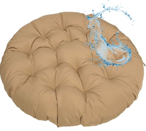 MSNCS Rundes Papasansessel Kissen Wasserdicht Sitzkissen Hängesessel Outdoor/Indoor Bodenkissen Kissen für Schwenksessel, Korbsessel Outdoor Gartenmöbel Sitzauflage Auflage(Khaki,80x80cm)