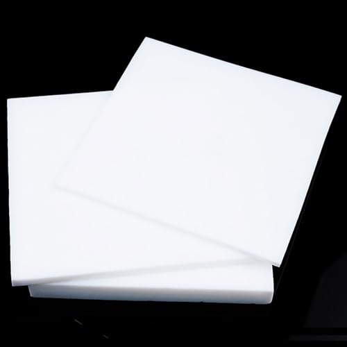 XJJDCB Feuille PTFE Teflon Vierge 0,3–10mm Épaisseur Plaque Plastique Fluoropolymère Résistante à la Chaleur Antiadherente Chimique Isolante,50mm*100mm*0.8mm 4Pcs