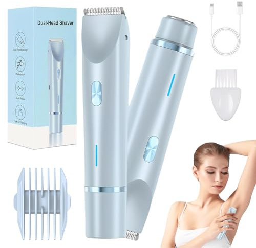 Silky Splash Razor Intimate Shaver for Women, 2-in-1 Dual Head Electric Shaver Women, Electric Intimate Shaver for Women IPX7 Waterproof Wireless Wet & Dry Bikini Trimmer, Women's Razor