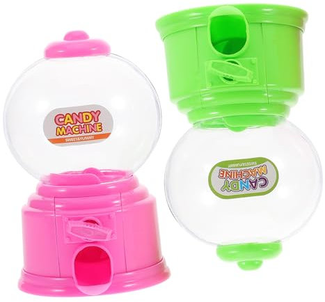 ERINGOGO Mini Candy Dispenser Machine for Kids, 2pcs Pink and Green Candy Dispenser, Portable Rainbow Popcorn Maker for Children's Party Play