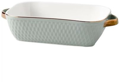 SDA287MZ Pirofile da Forno Teglia da Forno Rettangolare con Bordo Dorato, Adatta for Forno a microonde, Ciotola for Formaggio Pirofila(Green)