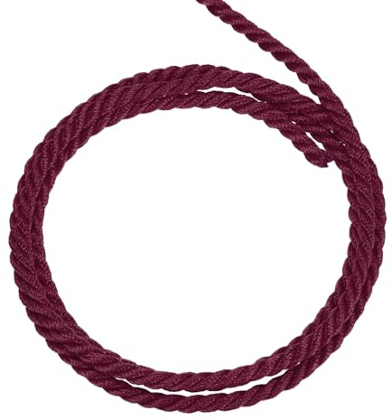 QUARKZMAN Corda Intrecciata in Poliestere 20m, 3.5mm 3 Strati Cordino Decorativo Ritorto Flessibile Brillante per Tenda Artigianato Regalo Borsa Decorazioni Natalizie, Rosso Vino - 22ft