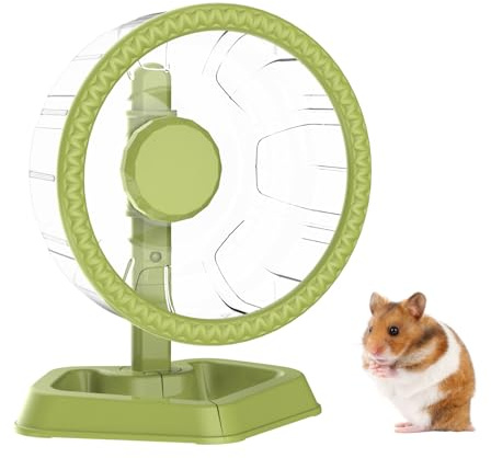 Hamsterhjul, tyst spinner hamster löpningshjul med justerbart stativ för små djur syriska dvärg gerbils möss (grön, medium (19,5 cm)