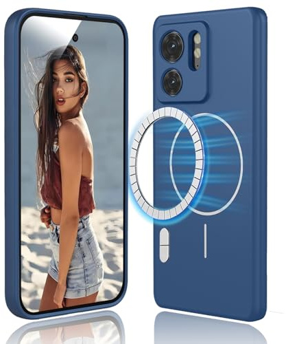 DESSEN Funda Magnetica para Motorola Moto Edge 40 5G (Not for 40 Neo) - Carcasa de Silicona Líquida Suave, Antigolpes Protector Camara Móvil Case, Compatible con Accesorios Magnéticos, Azul