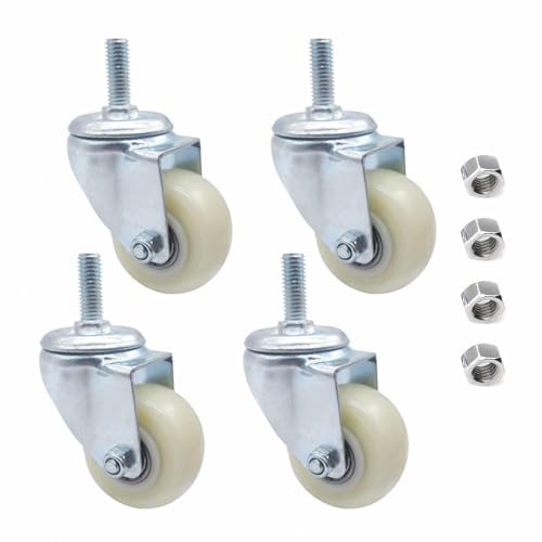 4 Stück Möbelrollen, 40mm Schwerlast Lenkrollen Mit Bremse, 360° Drehbare Rollen, Klein Gummi-Transportrollen, Für Heimbüros,4nobrakes-M10