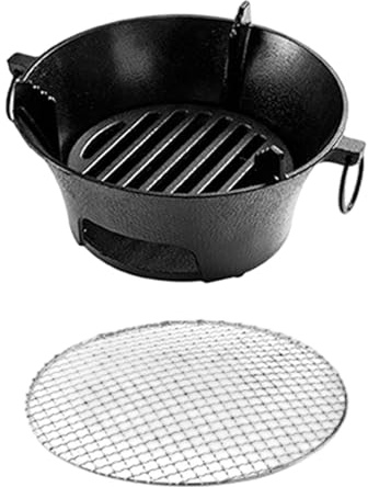 F Fityle Griglia a Carbone Hibachi con griglia a Rete, fornello da Campeggio in ghisa per Interni ed Esterni, Mini Barbecue a Carbone per Feste in Giardino