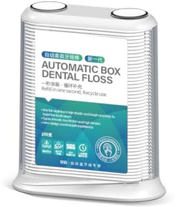 Lythor Dispenser automatico di filo interdentale, 100 plettri per filo interdentale con scatola ricaricabile, fibra polimerica per una forte trazione, uscita bidirezionale, manico ergonomico per